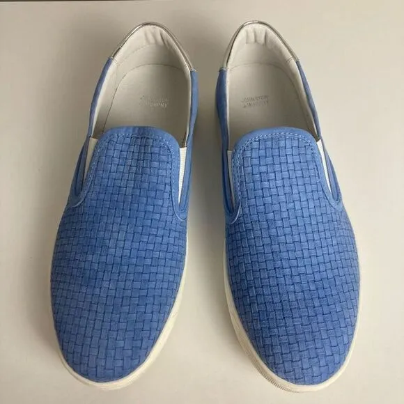 Johnston and Murphy Blue Suede Flats Slip On Low Top Sneakers Woven Women's 11