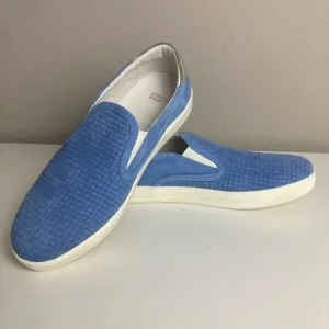 Johnston and Murphy Blue Suede Flats Slip On Low Top Sneakers Woven Women's 11