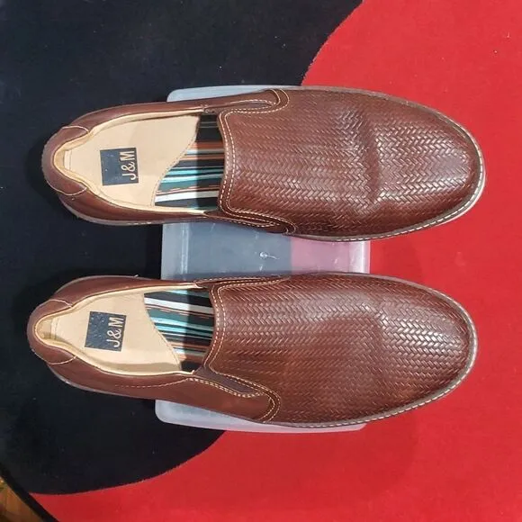 Johnston and Murphy Colby Weave Embossed Slip on Loafers