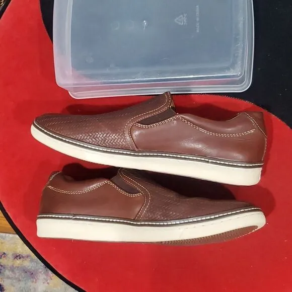 Johnston and Murphy Colby Weave Embossed Slip on Loafers