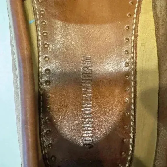 Johnston and Murphy men’s leather loafers weave front with tassels size 11.5