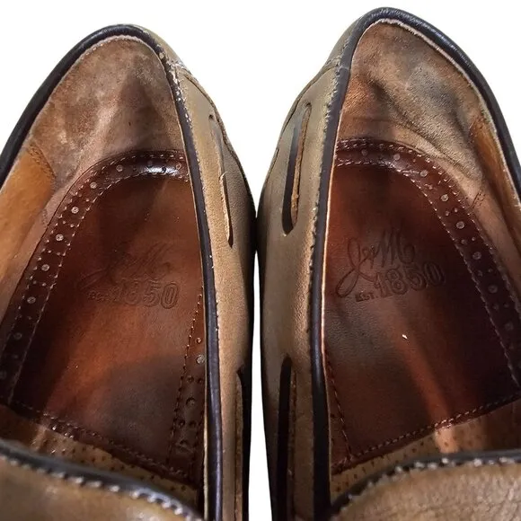 Johnston and Murphy Mens Tan Leather Slip-On Loafers Sz 11M Office Quiet Luxury