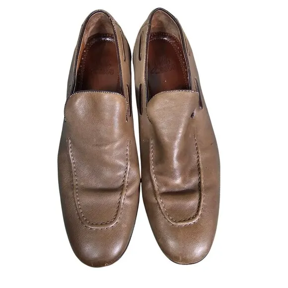 Johnston and Murphy Mens Tan Leather Slip-On Loafers Sz 11M Office Quiet Luxury