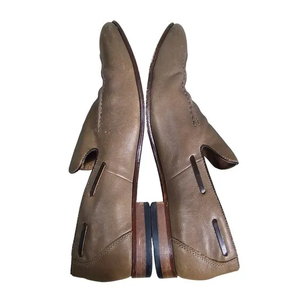 Johnston and Murphy Mens Tan Leather Slip-On Loafers Sz 11M Office Quiet Luxury