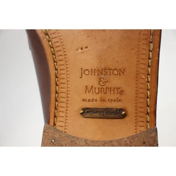 Johnston Murphy Domani Crocodile Men's 9.5 Loafers Brown Slip on Made In Spain