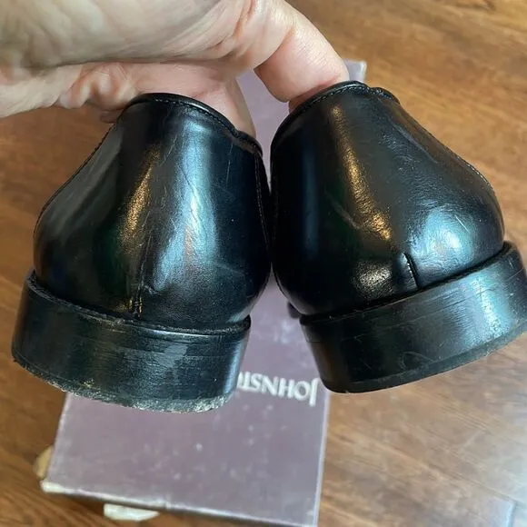 Johnston &amp; Murphy Cellini black leather slip on loafers with buckle detailing