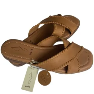 JOIE brown buttery soft leather slide sandals with whipstitch trim Size 8 NWT
