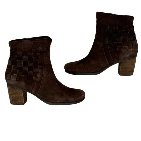 Josef Seibel Basket Weave Rustic Suede Boot Women's SZ 37 Brown Boho Relaxed