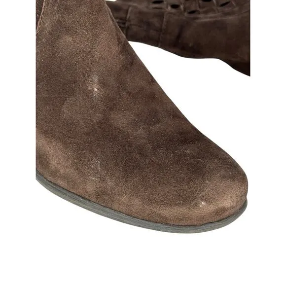 Josef Seibel Basket Weave Rustic Suede Boot Women's SZ 37 Brown Boho Relaxed