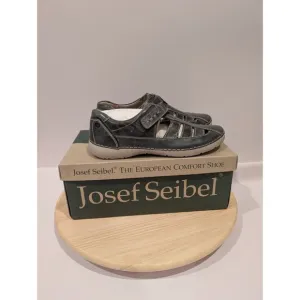 Josef Seibel Black Sandals Loafers Womens US 6.5 EU 37 Leather Comfort Fisherman