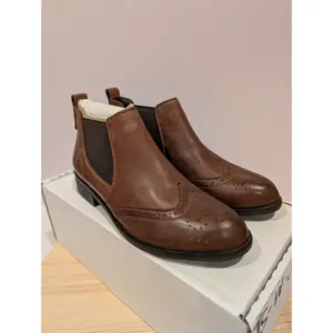Josef Seibel Chelsea Leather Boots Leather Stretch Oxford Brown Womens 6-6.5 37