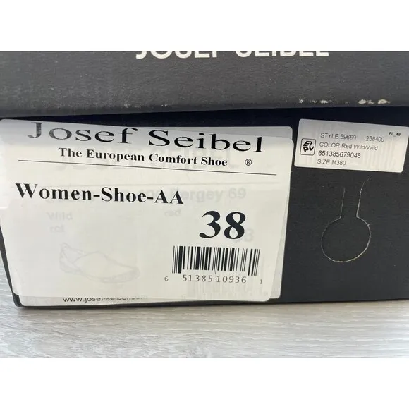 Josef Seibel Fergey 69 59669-258400 Women's 38 Red Leather Slip On Loafers