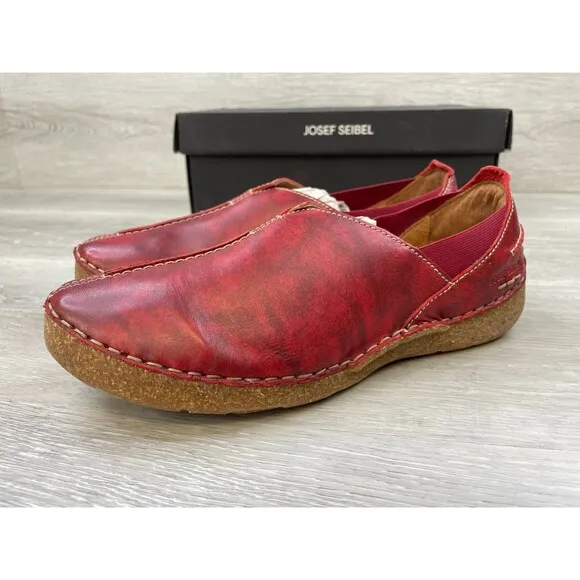 Josef Seibel Fergey 69 59669-258400 Women's 38 Red Leather Slip On Loafers