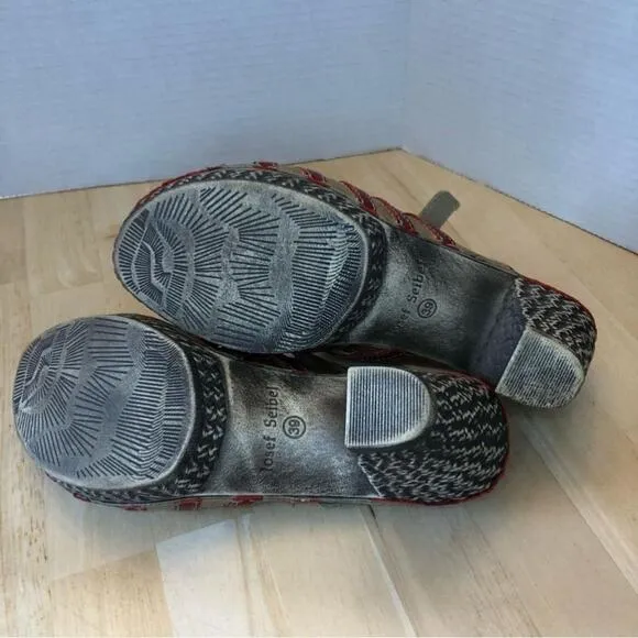 Josef Seibel Strappy Heeled Leather Mule Sandals-Size 39/8.5