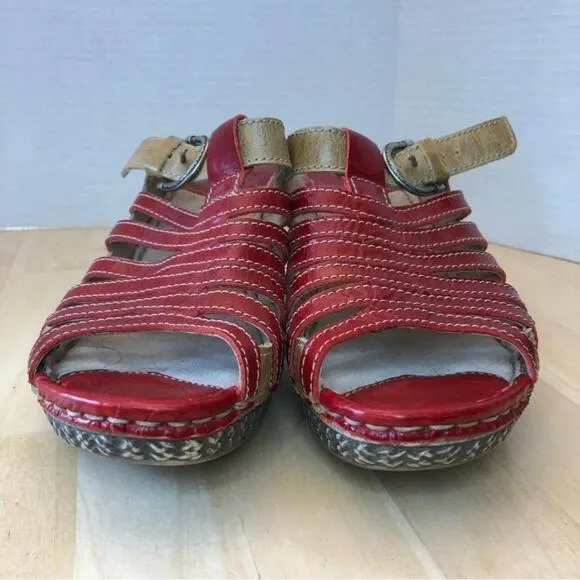 Josef Seibel Strappy Heeled Leather Mule Sandals-Size 39/8.5