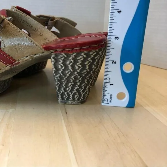 Josef Seibel Strappy Heeled Leather Mule Sandals-Size 39/8.5