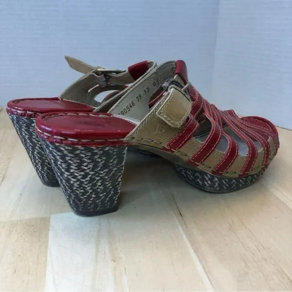 Josef Seibel Strappy Heeled Leather Mule Sandals-Size 39/8.5