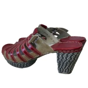 Josef Seibel Strappy Heeled Leather Mule Sandals-Size 39/8.5