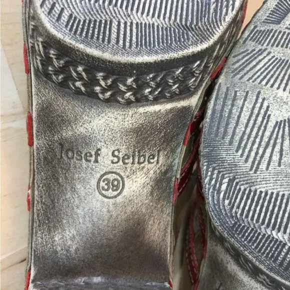 Josef Seibel Strappy Heeled Leather Mule Sandals-Size 39/8.5