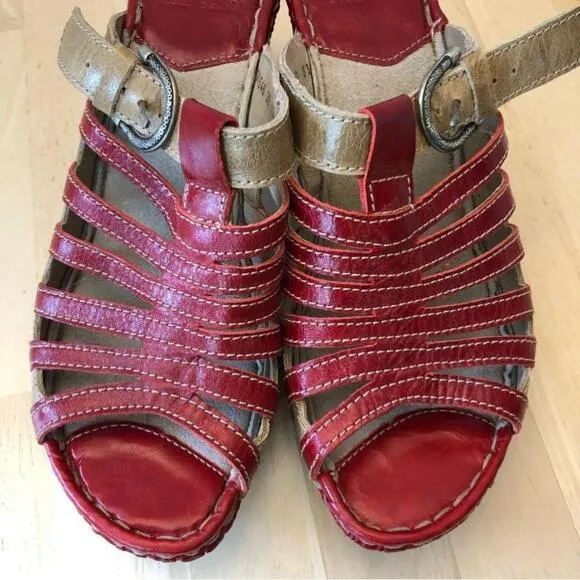 Josef Seibel Strappy Heeled Leather Mule Sandals-Size 39/8.5