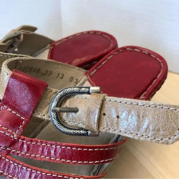 Josef Seibel Strappy Heeled Leather Mule Sandals-Size 39/8.5
