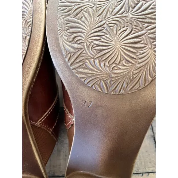 JOSEF SEIBEL Women's Brown Leather Slide Sandals Juna Sz EU-37 CAMEL