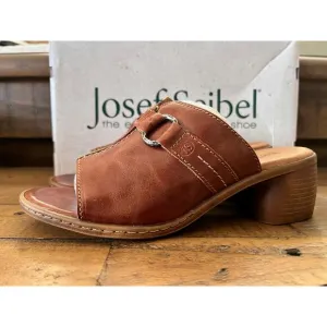 JOSEF SEIBEL Women's Brown Leather Slide Sandals Juna Sz EU-37 CAMEL