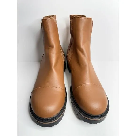 Journee Collection Chelsea Boots Size 12 Brown Block Heel Pull On Style