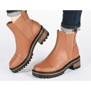 Journee Collection Chelsea Boots Size 12 Brown Block Heel Pull On Style