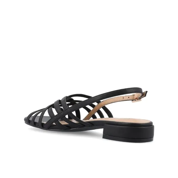 Journee Collection Women's Black Cassandra Strappy Sandals Size 11