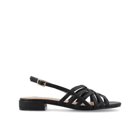 Journee Collection Women's Black Cassandra Strappy Sandals Size 11