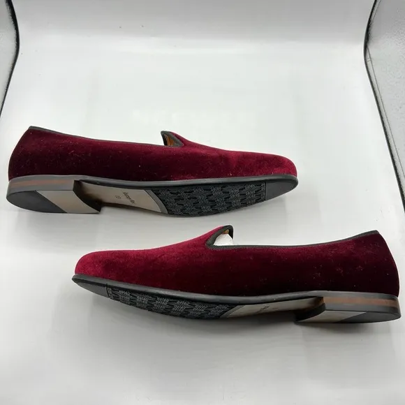 Journey West Sz 13 Velvet British Kings Crown Embroidered Slip On Loafers NEW