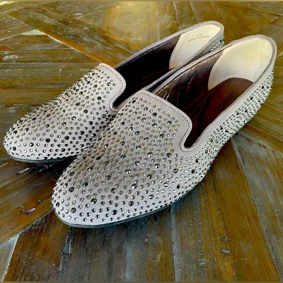J.Renee Hanuko Embellished Slip On Loafers Grey Size 11