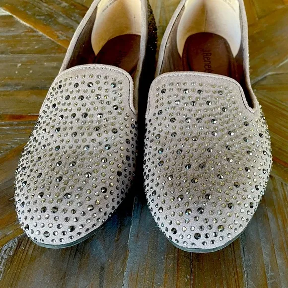 J.Renee Hanuko Embellished Slip On Loafers Grey Size 11