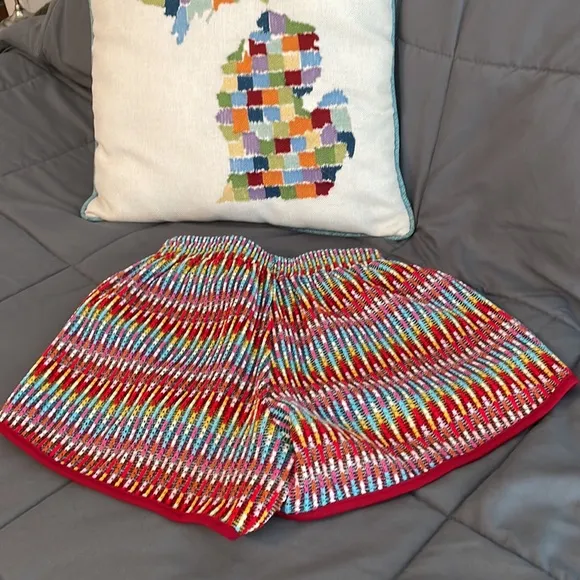 Judith March New S Retro Brocade Jacquard Track Shorts Red Free People Set Blue