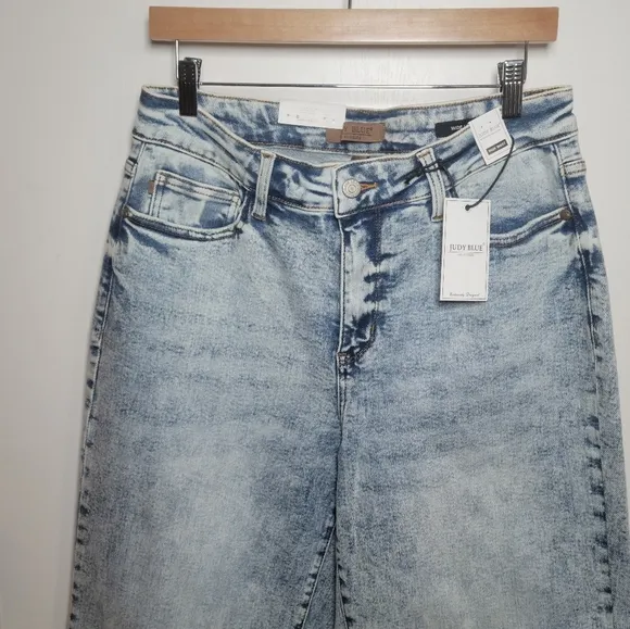 Judy Blue High Waist Raw Hem Wide Leg Jeans – Size 14W, NWT