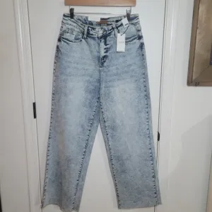 Judy Blue High Waist Raw Hem Wide Leg Jeans – Size 14W, NWT