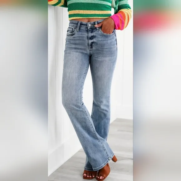 Judy Blue Mid Rise Medium Wash Classic Bootcut Jeans Stretch Regular Plus NEW