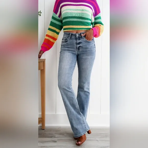 Judy Blue Mid Rise Medium Wash Classic Bootcut Jeans Stretch Regular Plus NEW