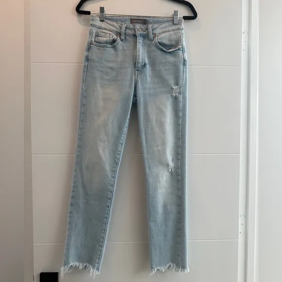 Just USA Jeans blue denim pant frayed high rise skinny stretch casual trendy 6
