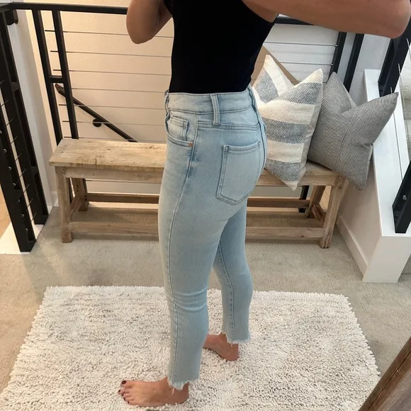 Just USA Jeans blue denim pant frayed high rise skinny stretch casual trendy 6