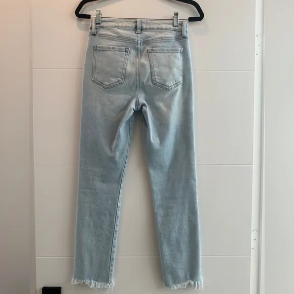 Just USA Jeans blue denim pant frayed high rise skinny stretch casual trendy 6