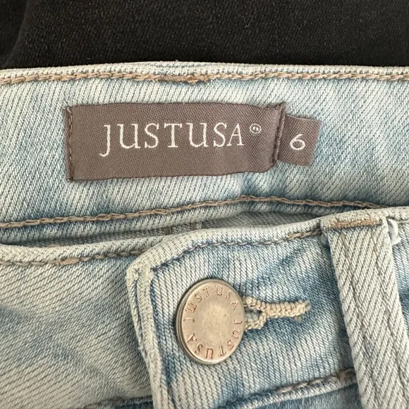 Just USA Jeans blue denim pant frayed high rise skinny stretch casual trendy 6