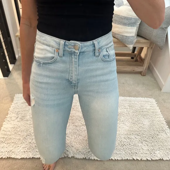 Just USA Jeans blue denim pant frayed high rise skinny stretch casual trendy 6