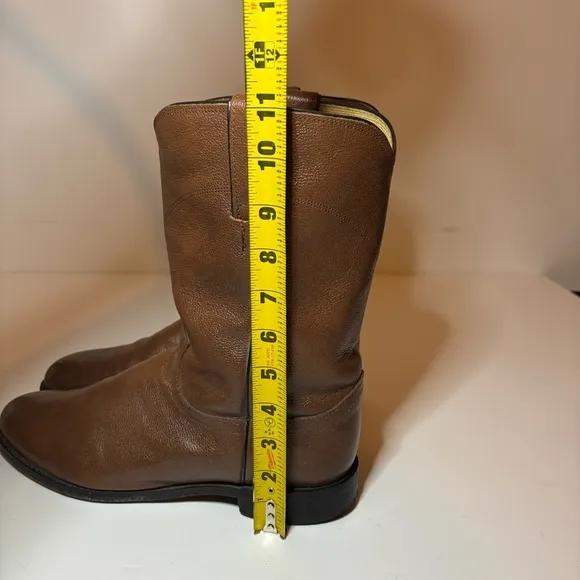 Justin 3714 Mens 9D Brown Leather  JACKSON Roper Cowboy Riding Western Boots