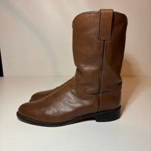 Justin 3714 Mens 9D Brown Leather  JACKSON Roper Cowboy Riding Western Boots