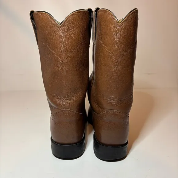 Justin 3714 Mens 9D Brown Leather  JACKSON Roper Cowboy Riding Western Boots