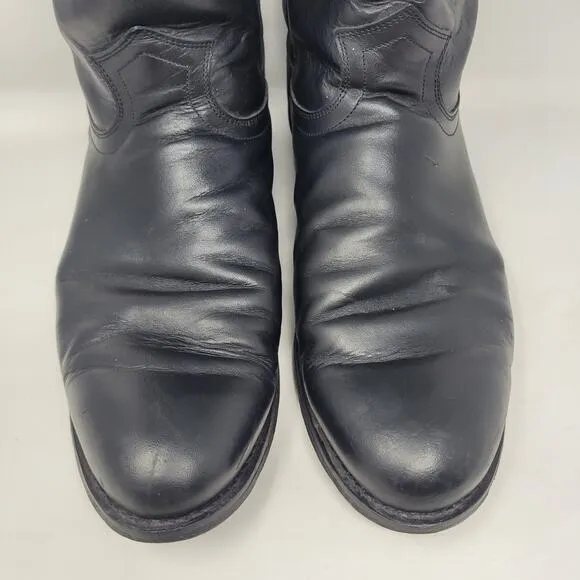 Justin Boots Mens 10EE Black Leather Roper Cowboy Western Riding 3133