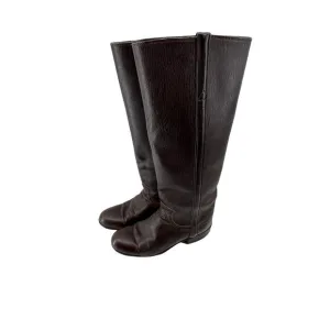 Justin Boots Size 4.5 B Dark Brown Knee Height Leather Girls Riding