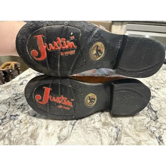 Justin Gypsy  Women's L9900 Western Cowgirl Boots Ostrich Print US Sz 8.5